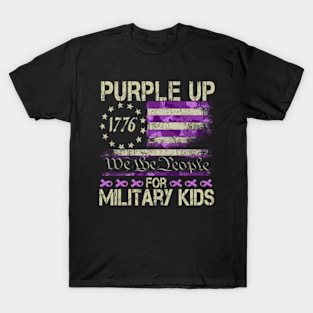 Purple Up For Military Military Child Month Usa Flag T-Shirt